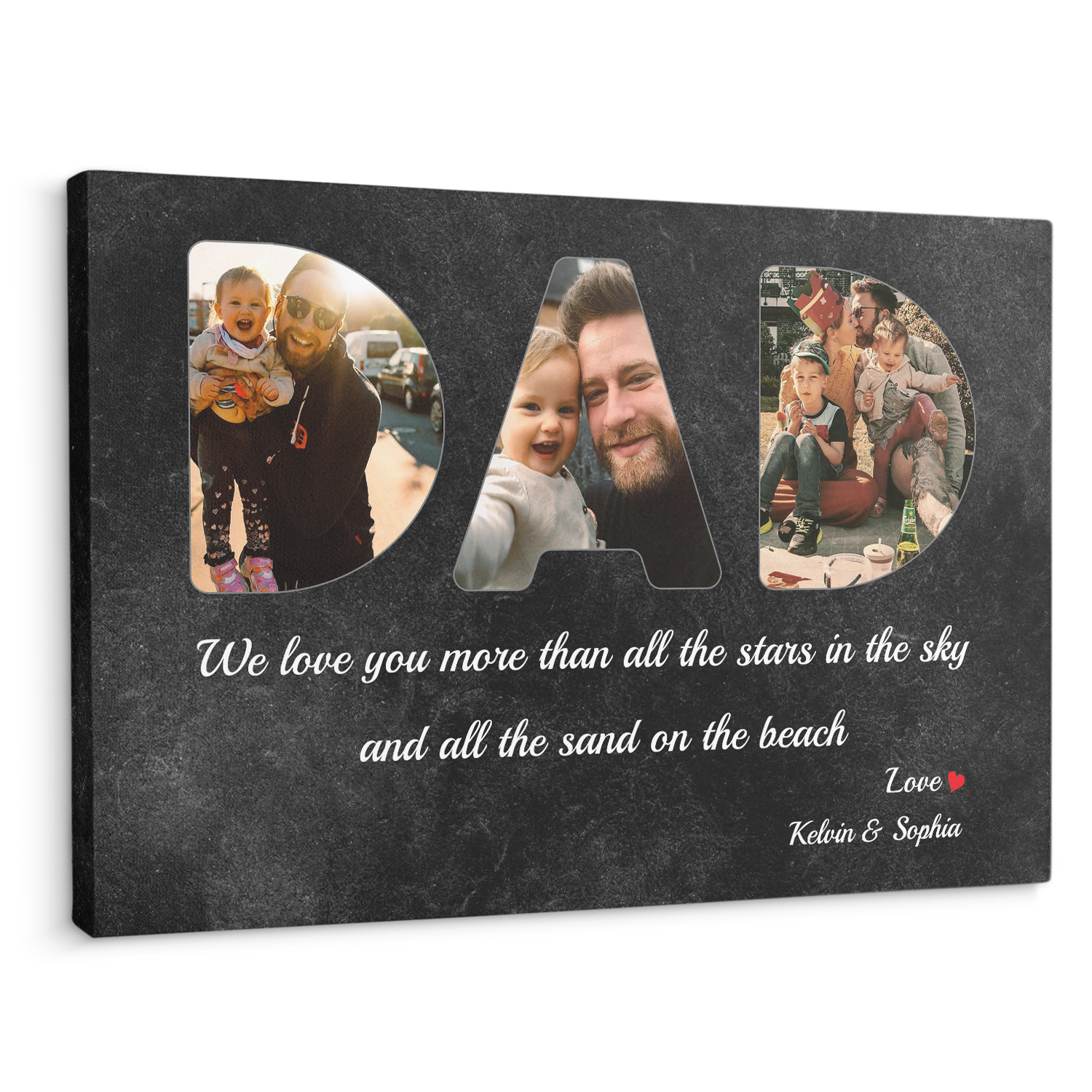 Dad Custom Photo - Customizable Black Wall Background Canvas