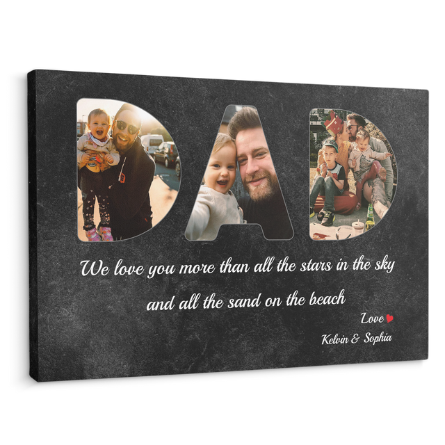 Dad Custom Photo - Customizable Black Wall Background Canvas