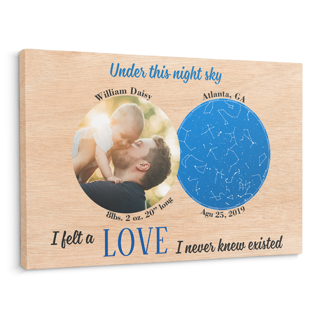 Custom Canvas For Son/Daughter Light Wood Style Background - " Under This Night Sky I Felt A Love I Never Knew Existed "