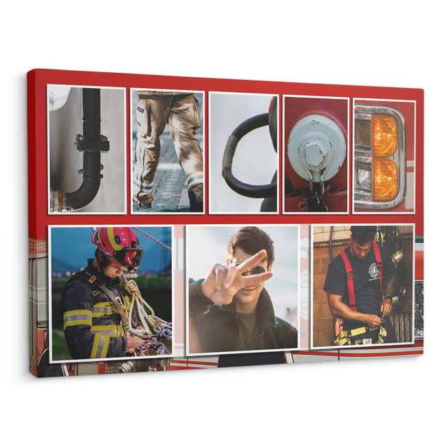 Custom Firefighter Letter Name Art And Upload Photo, Canvas Wall Art