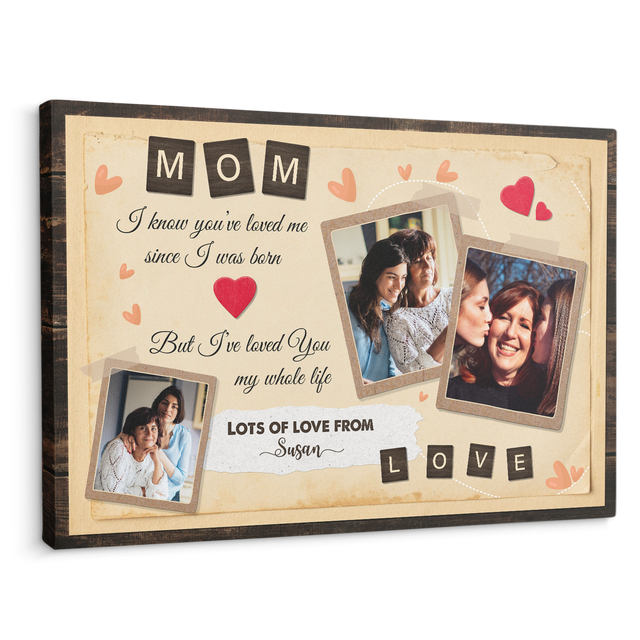 Mom, Always Love You, Custom Photo, Customizable Name And Text Canvas Wall Art