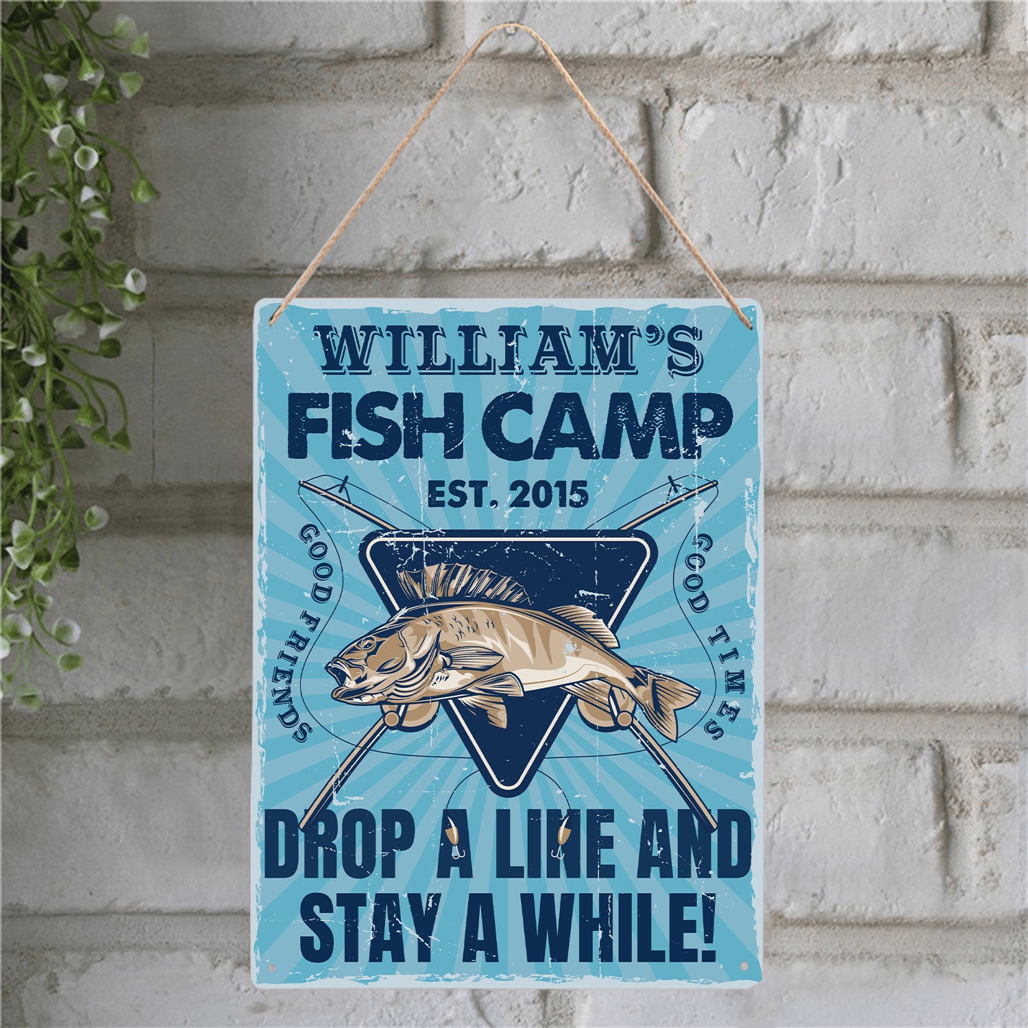 Customizabled Fish Camp Sign, Drop The Line And Stay A While
