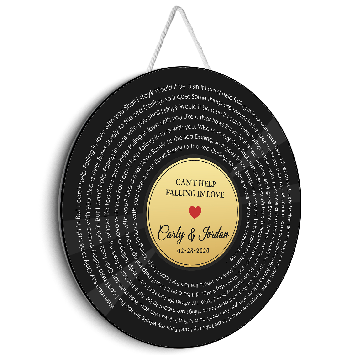 Custom Song Lyrics, Customizable Song Name And Text, Vinyl Record Style, Round Wood Sign