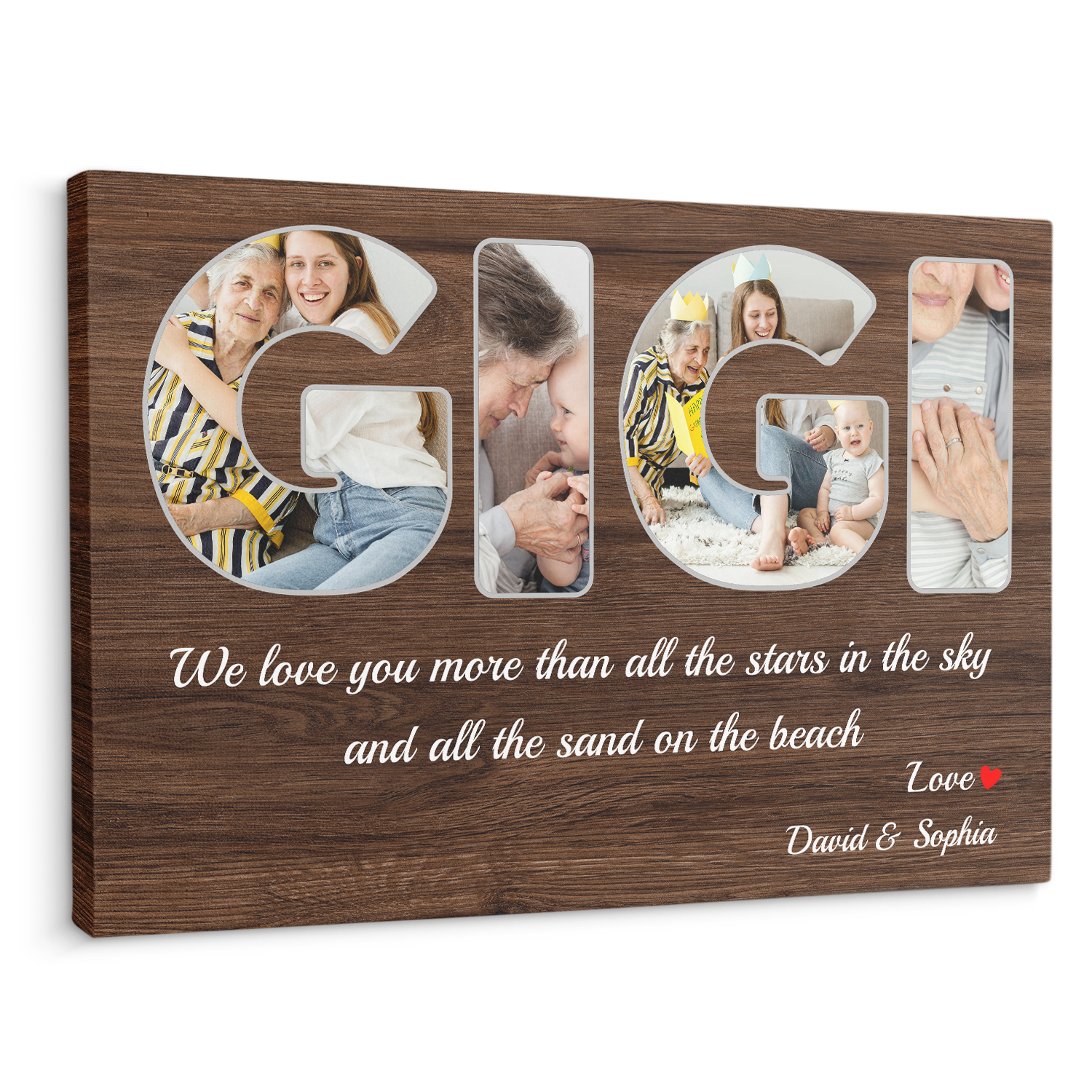 GIGI Custom Photo - Customizable Dark Wood Background Canvas