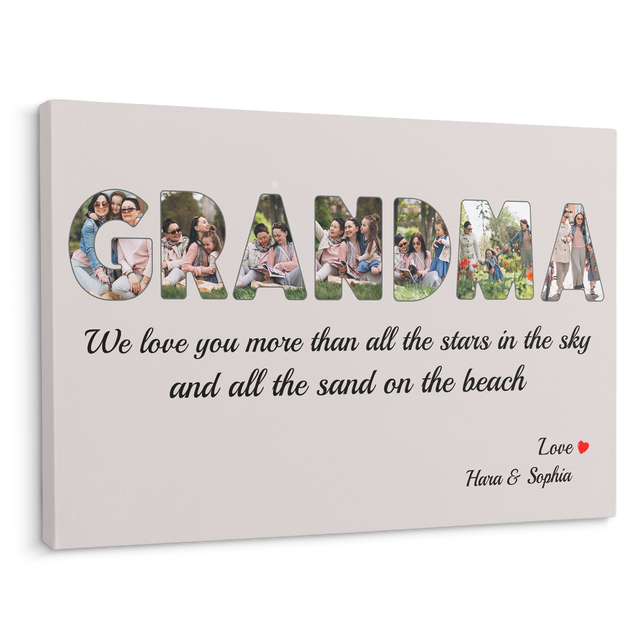 Grandma Custom Photo - Customizable Light Grey Background Canvas