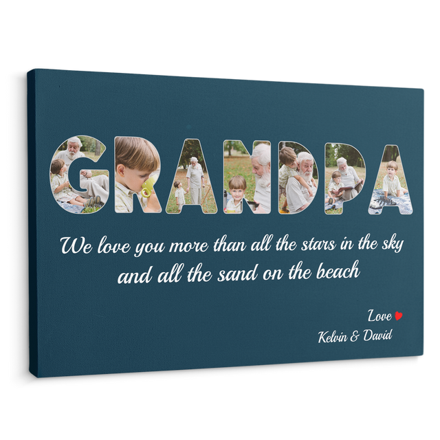 Grandpa Custom Photo - Customizable Blue Whale Background Canvas