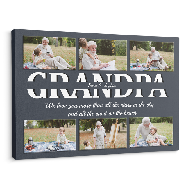 Grandpa Custom Text and Photo - Customizable Navy Vintage Background Canvas