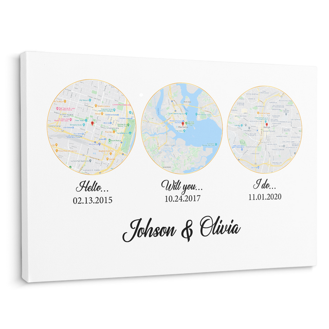 Hello Will You I Do Custom Map And Text Circle Art White Background Canvas