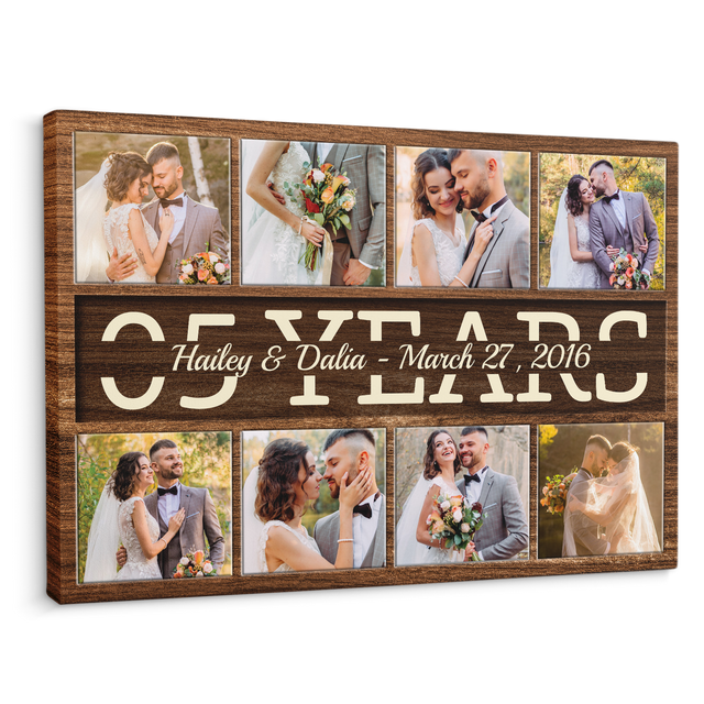 Custom Anniversary By Year, Customizable Text And Photo, Canvas Wall Art