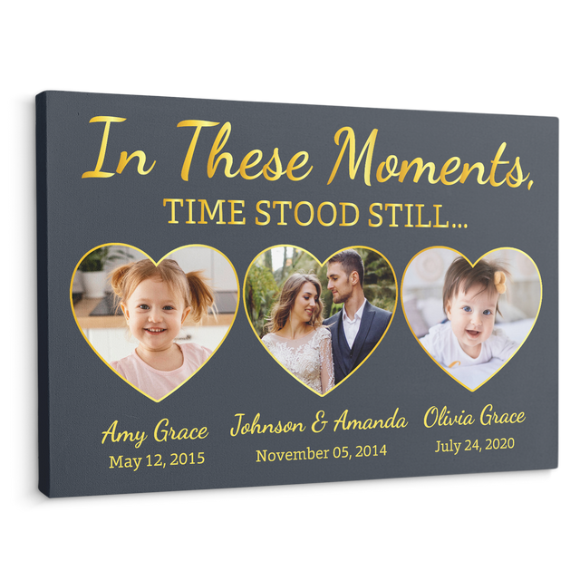 In These Moments, Time Stood Still, Custom Photo, Customizable Text Canvas Wall Art