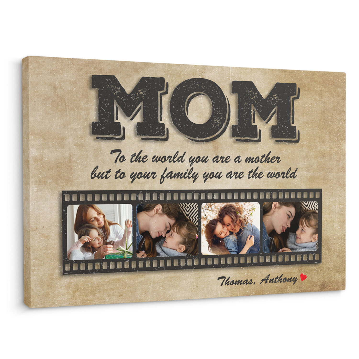 Mom Custom Photo Collage, Roll Film, Canvas Wall Art