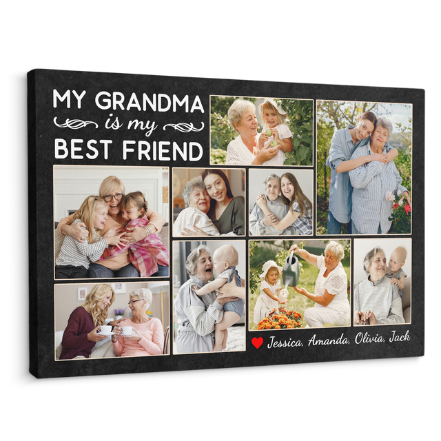 My Grandpa Is My Best Friend, Custom Photo, 9 Pictures, Canvas Wall Art
