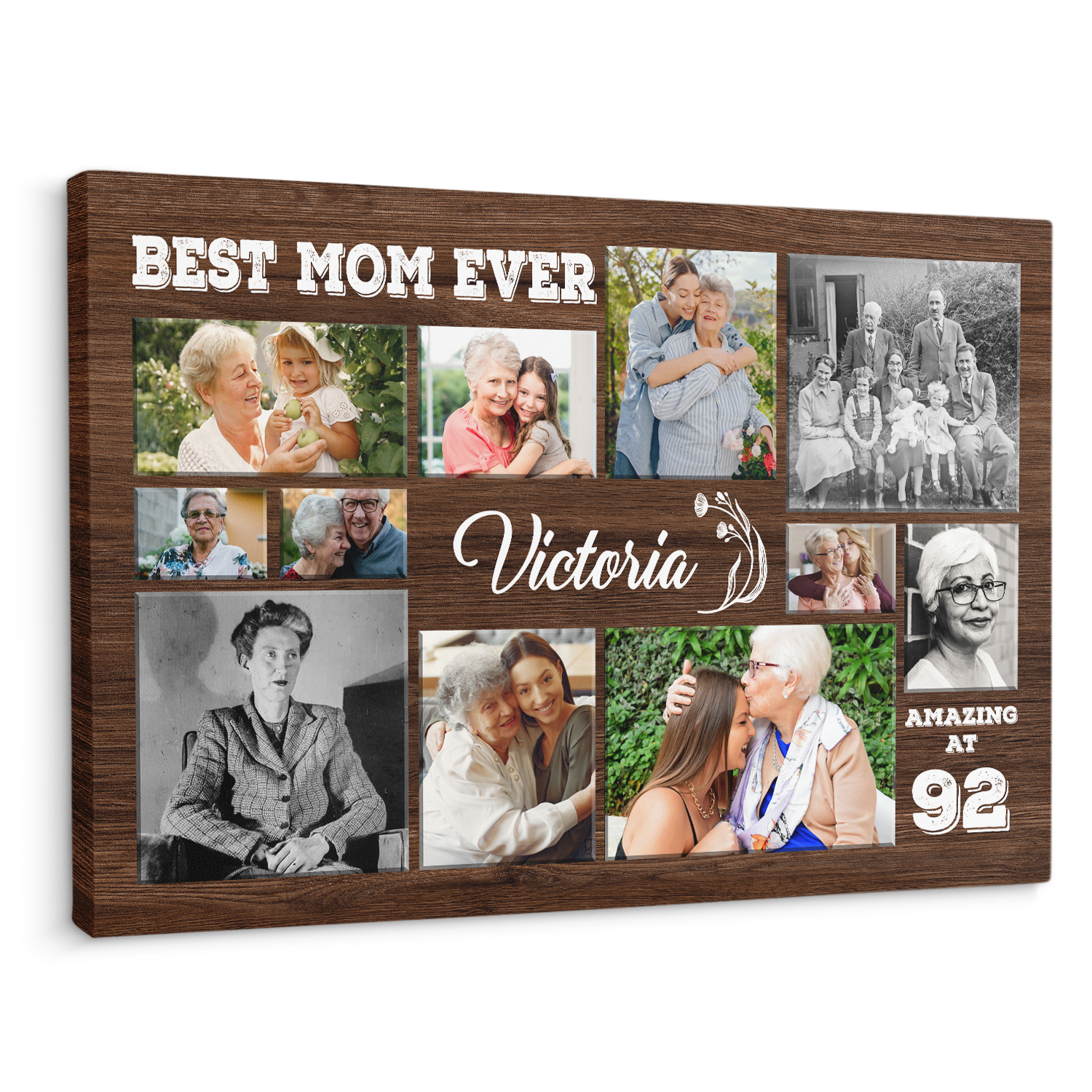Best Mom Ever, Custom Photo Collage, 11 Pictures, Customizable Name Canvas Wall Art