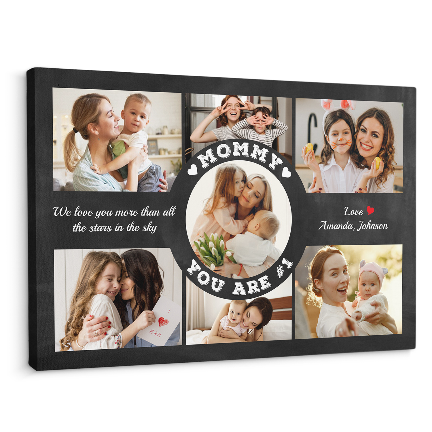 Mommy You Are Number 1, Custom Photo Collage, Customizable Name And Text Canvas Wall Art