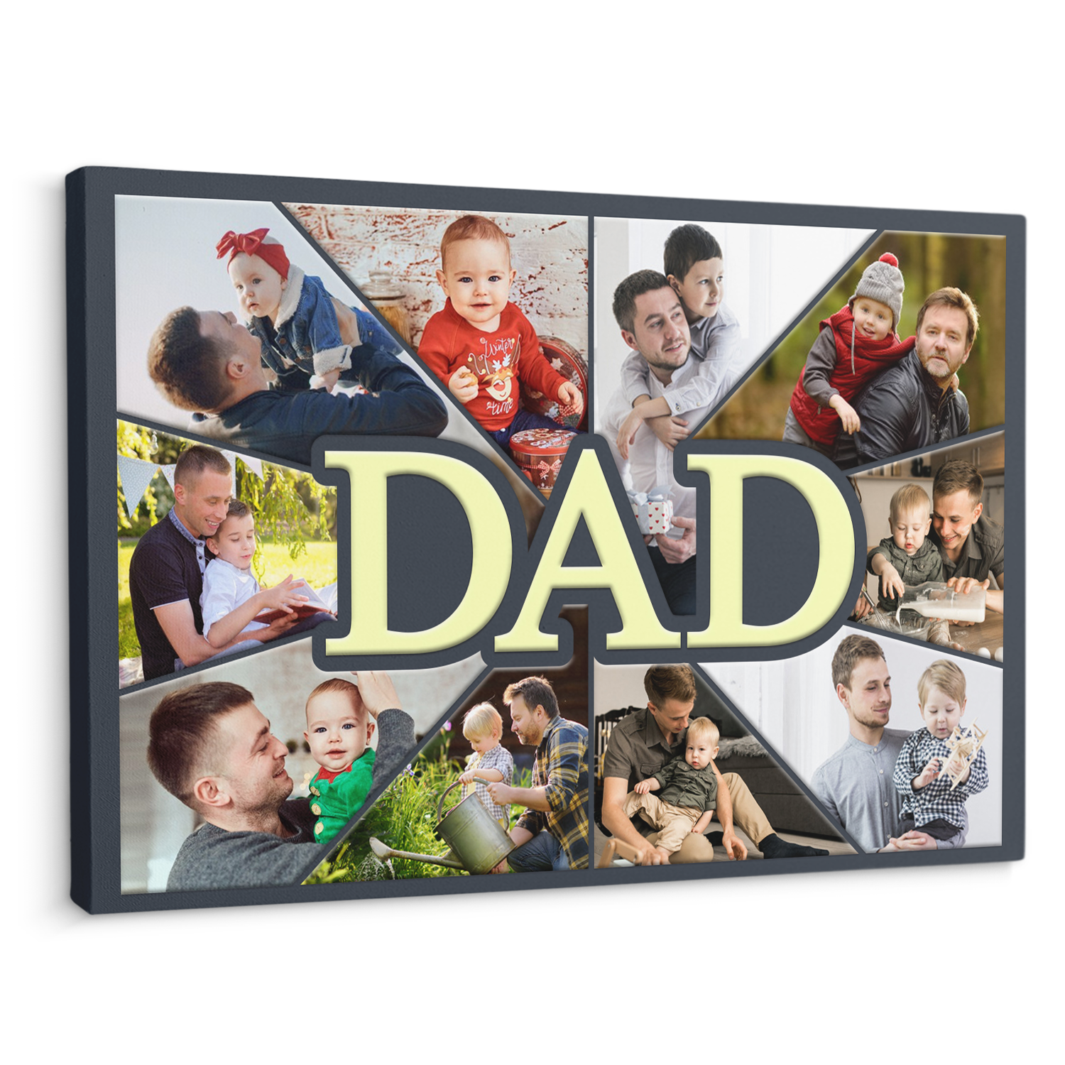 Dad Custom Upload Photo, 10 Pictures Gift For Father's Day Canvas Wall Art