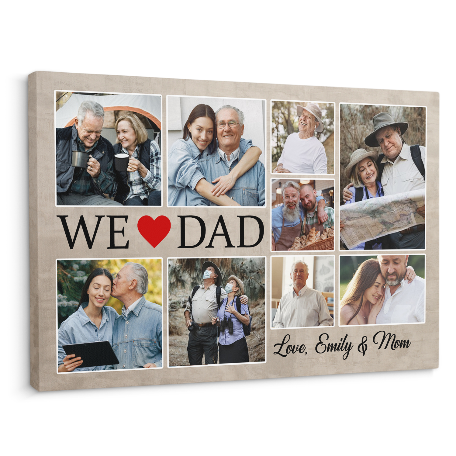 We Love Dad, Custom Photo, 9 Pictures, Canvas Wall Art