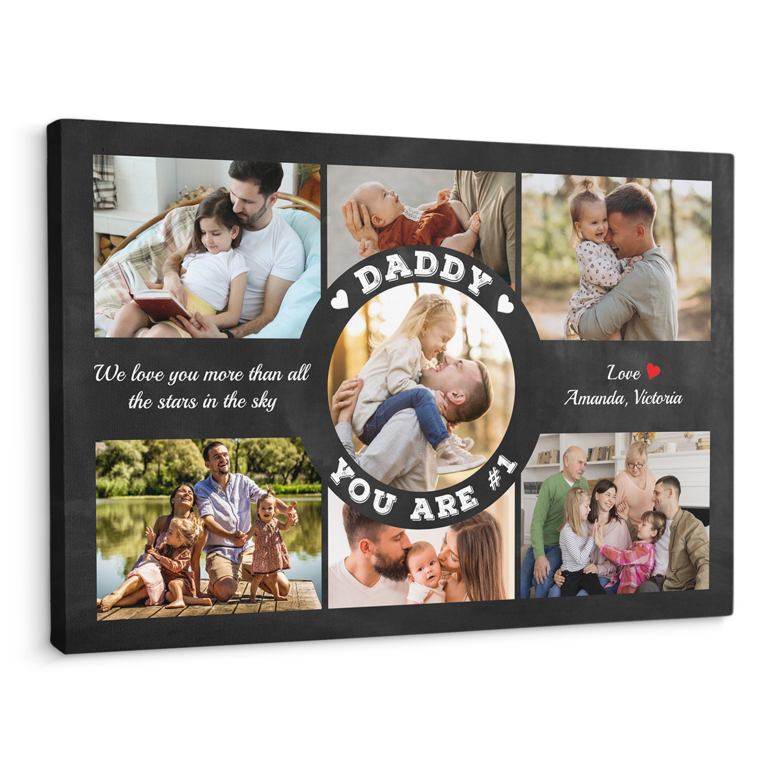 Daddy You Are Number 1, Custom Photo Collage, Customizable Name And Text Canvas Wall Art