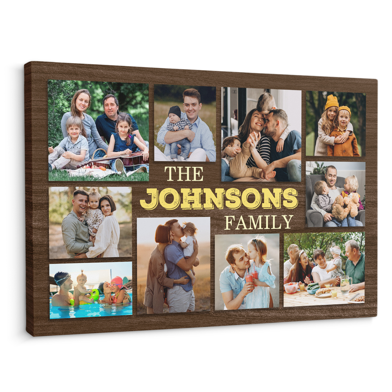 Custom Family Photo, Customizable Name Canvas Wall Art