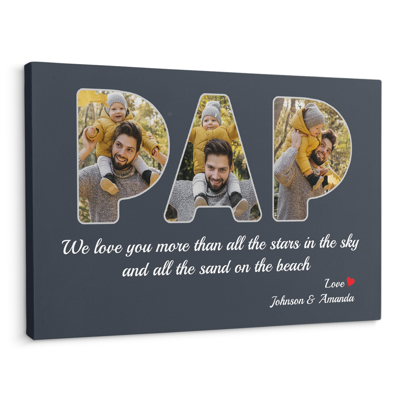 Pap Custom Photo - Customizable Name And Text Canvas Wall Art