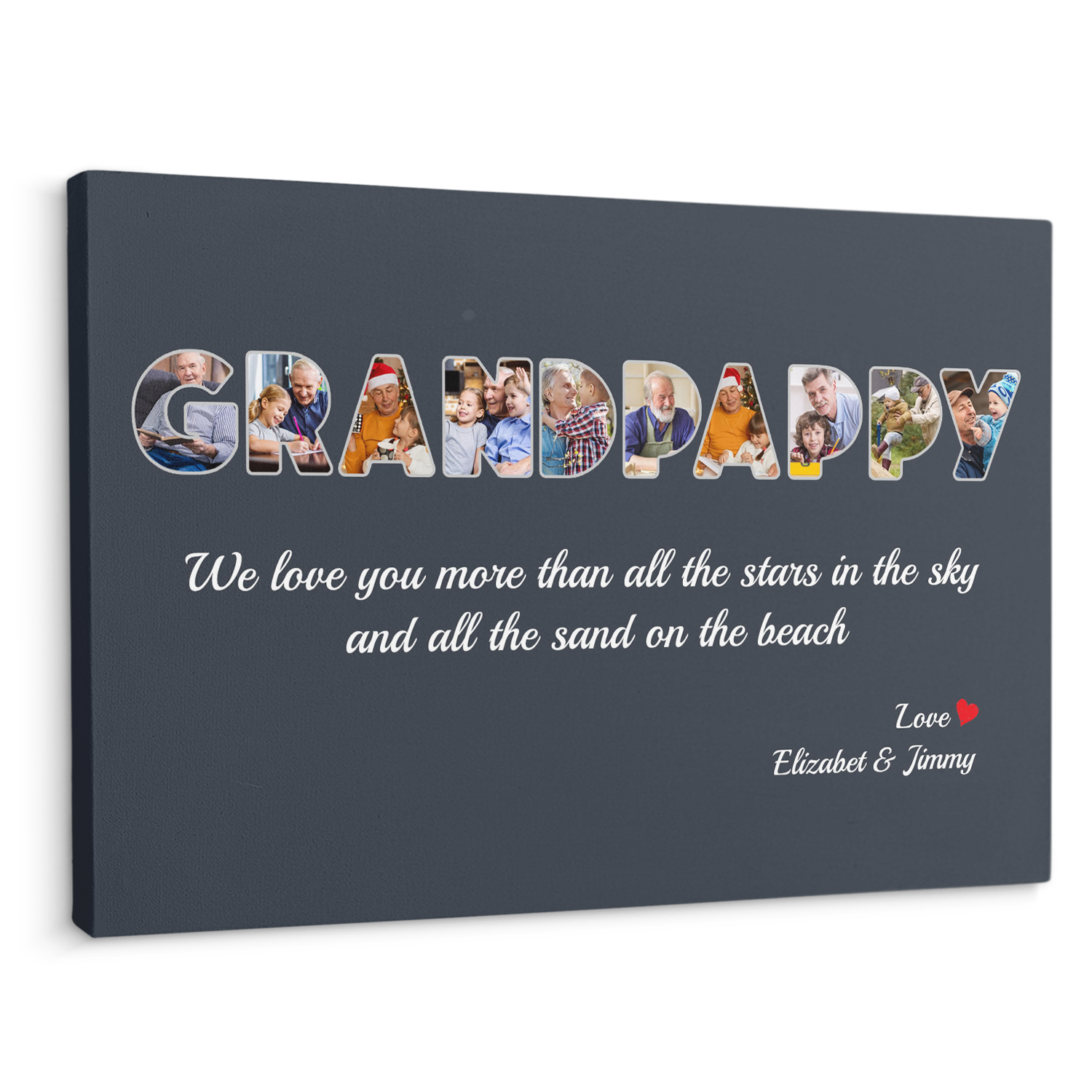 Grandpappy Custom Photo - Customizable Name And Text Canvas Wall Art