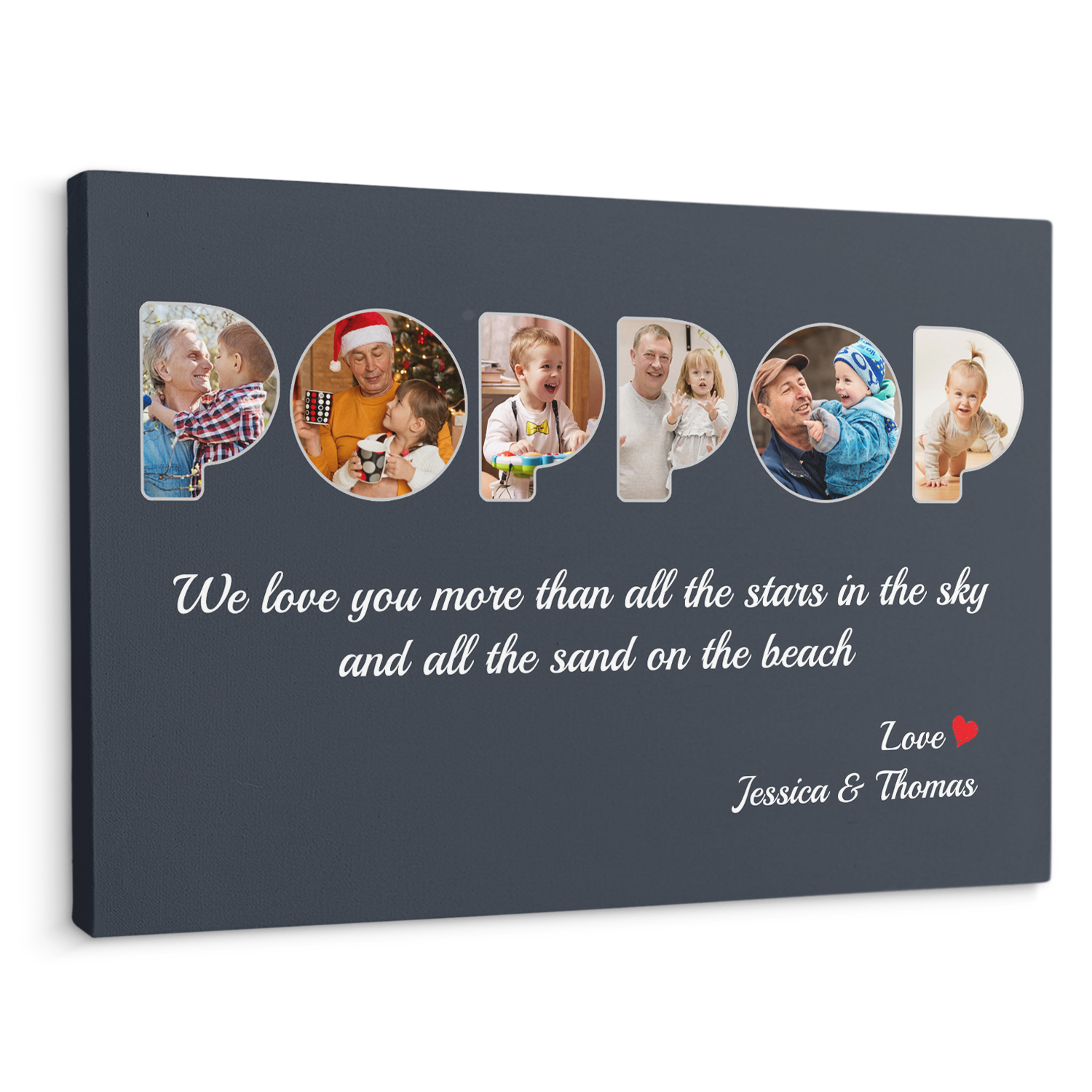 Poppop Custom Photo - Customizable Name And Text Canvas Wall Art