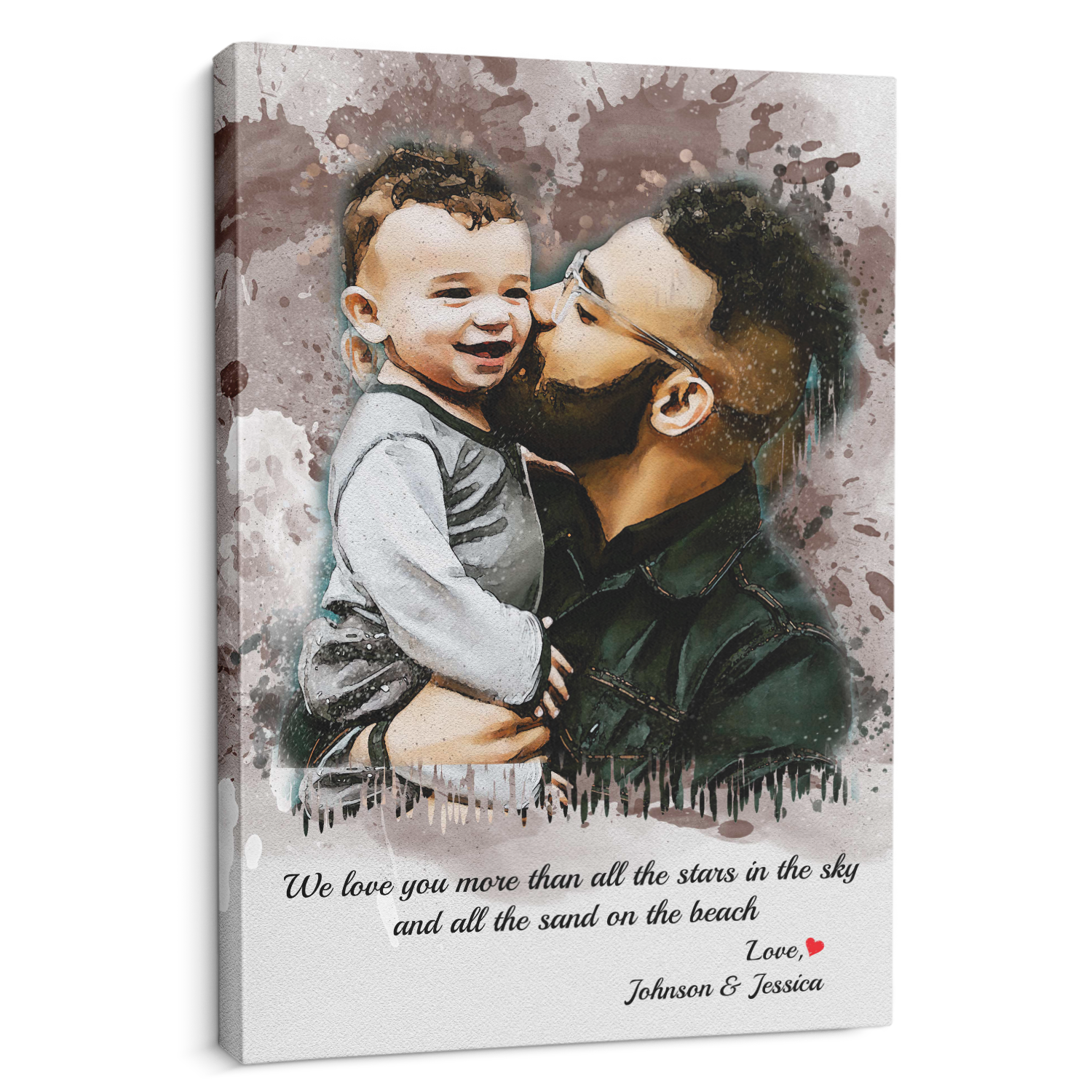 Custom Portrait From Photo, Watercolor Painting Canvas Wall Art