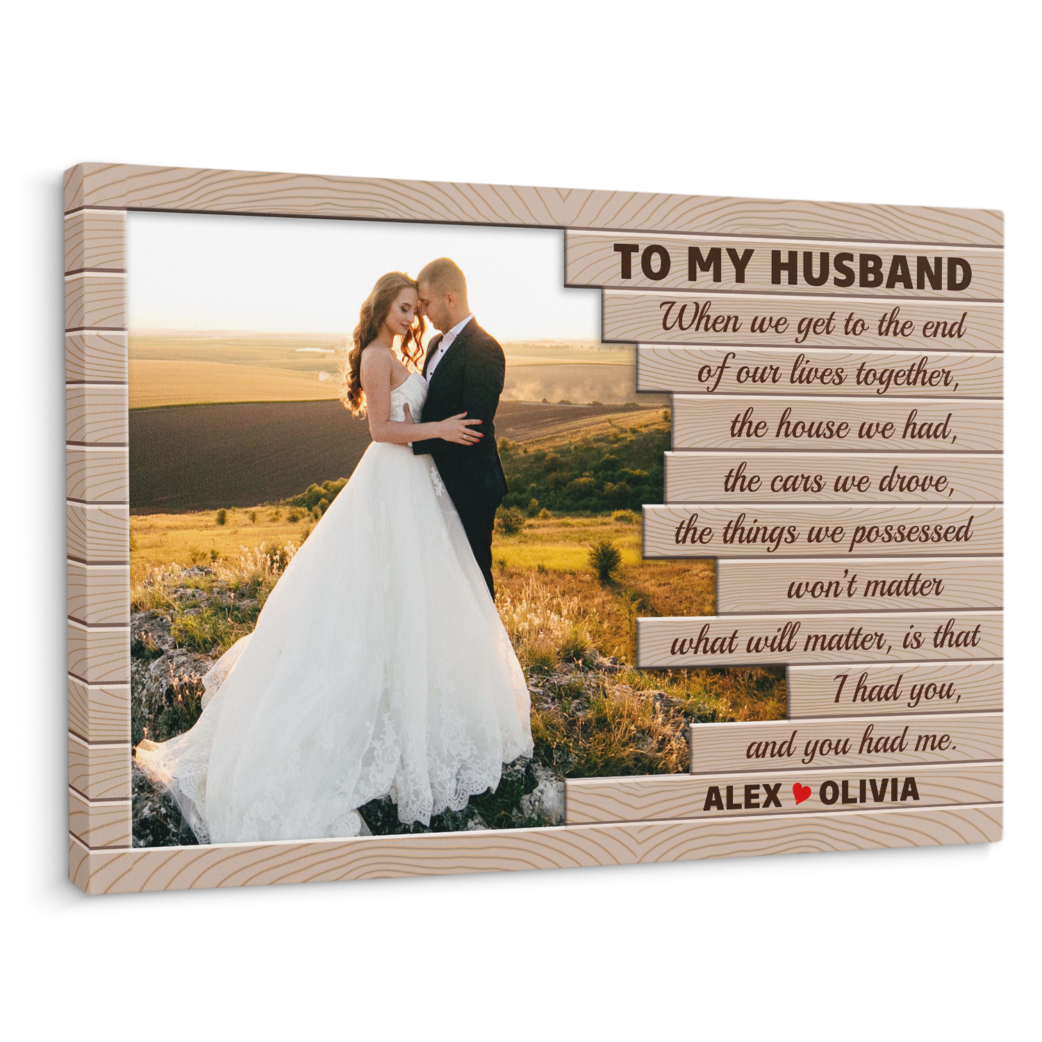 To My Husband, I Had You And You Had Me, Custom Photo And Name Canvas Wall Art