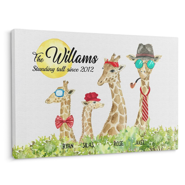 Giraffe Family Member Customizable Canvas