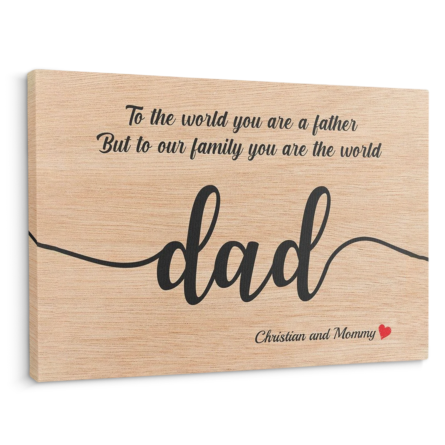 Dad Custom Text - Customizable Light Wood Background Canvas