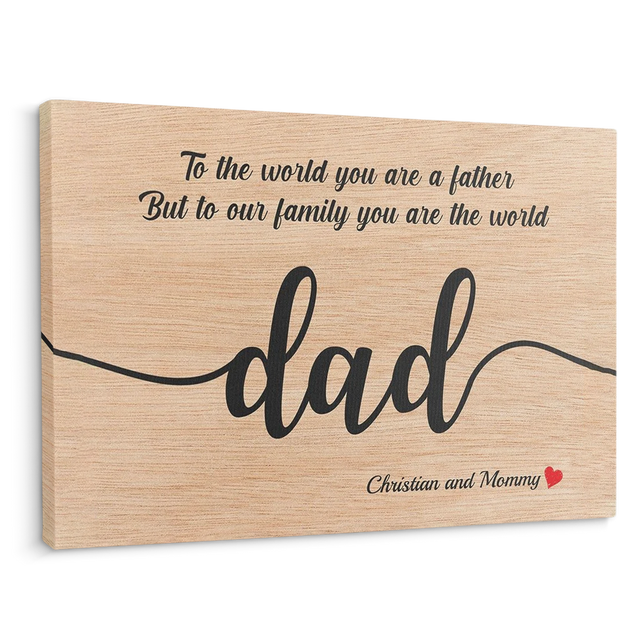 Dad Custom Text - Customizable Light Wood Background Canvas