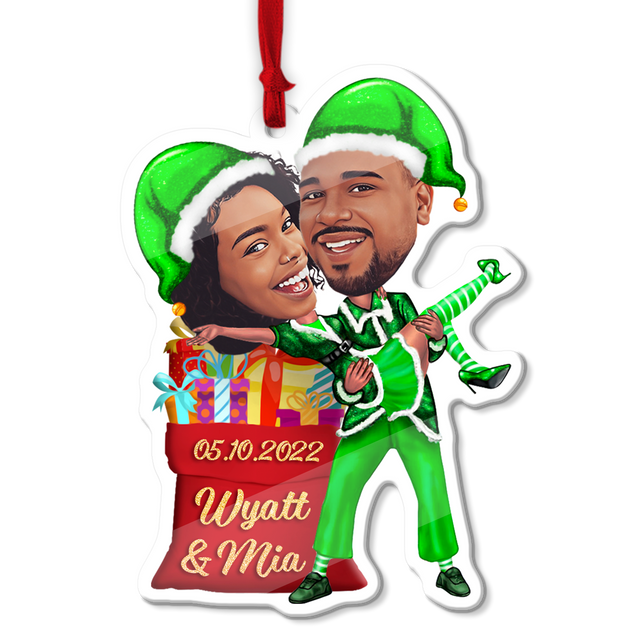 Custom Face From Photo, Gift For Couple, Christmas, Shape Ornament 2 Sides