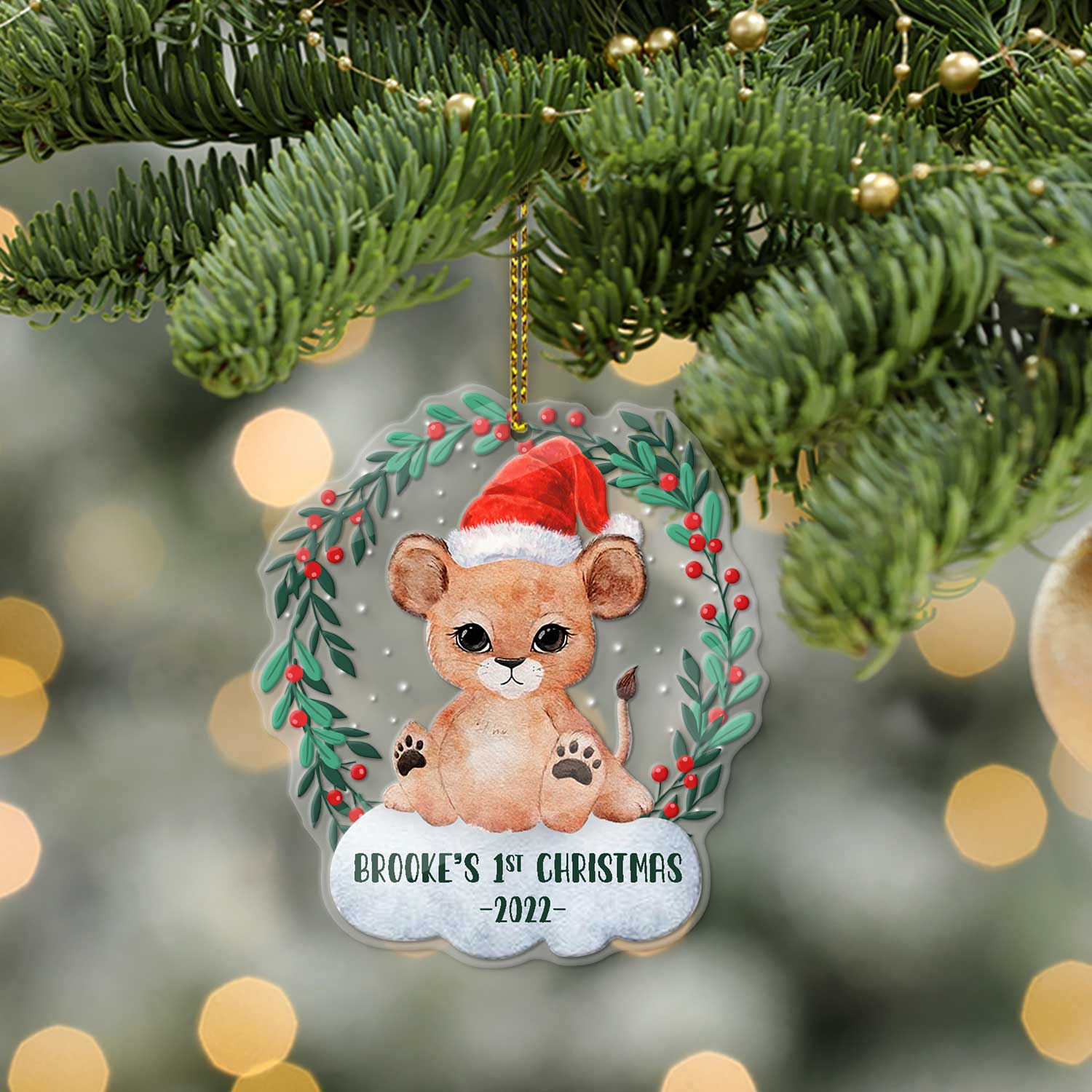 Personalized Name And Text, Ornament For Baby, Baby's First Christmas, Christmas Baby Tiger, Christmas Shape Ornament 2 Sides