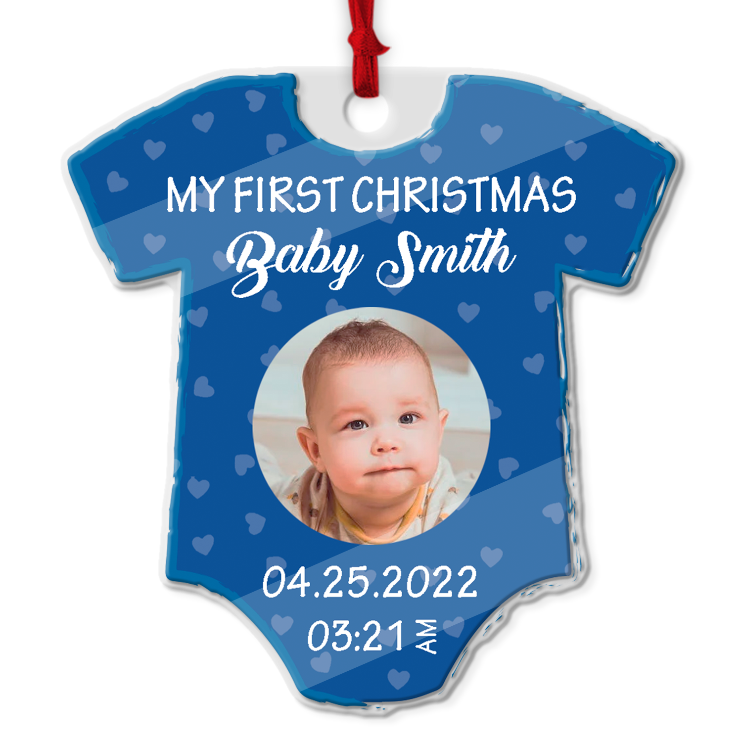 Personalized Name And Text, Ornament For Baby, Baby Boy's First Christmas, Christmas Shirt Ornament, Christmas Shape Ornament 2 Sides