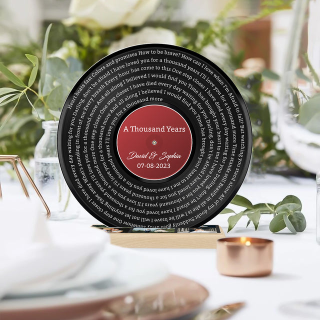Custom Song Lyrics, Red Vinyl Record, Upload Photo, Customizable Song Name And Text Acrylic Record