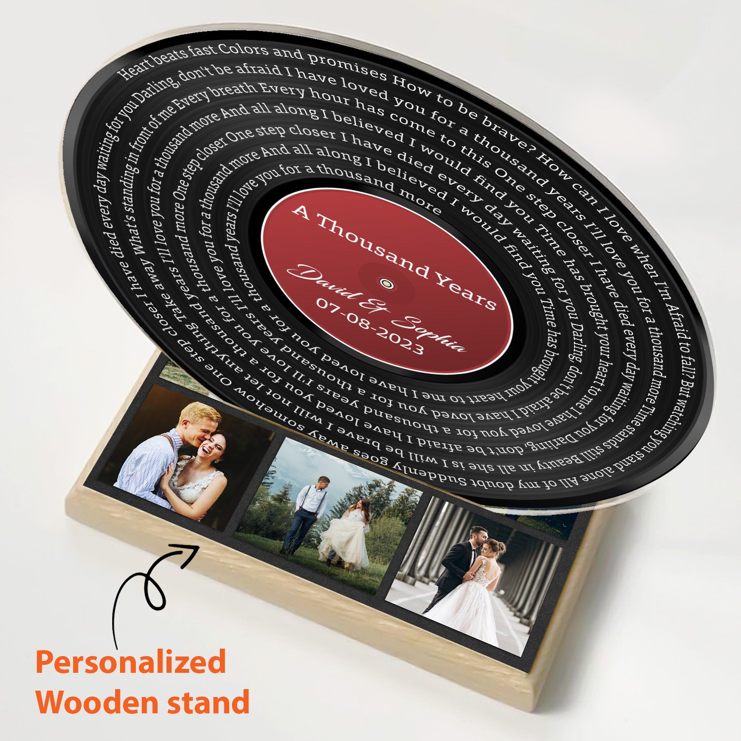 Custom Song Lyrics, Red Vinyl Record, Upload Photo, Customizable Song Name And Text Acrylic Record