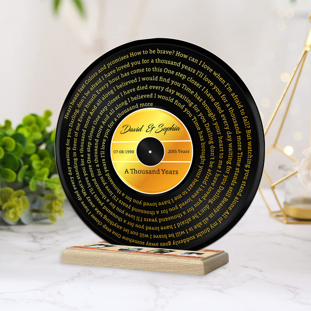 Custom Song Lyrics & Upload Photo, Gold Style, Acrylic Record