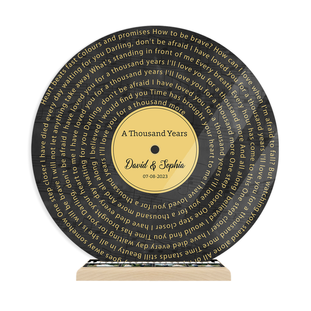 Personalized Song Lyrics & Upload Photo, Piano Style, Acrylic Record