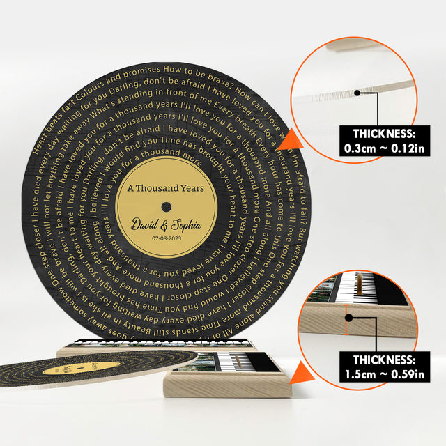 Personalized Song Lyrics & Upload Photo, Piano Style, Acrylic Record