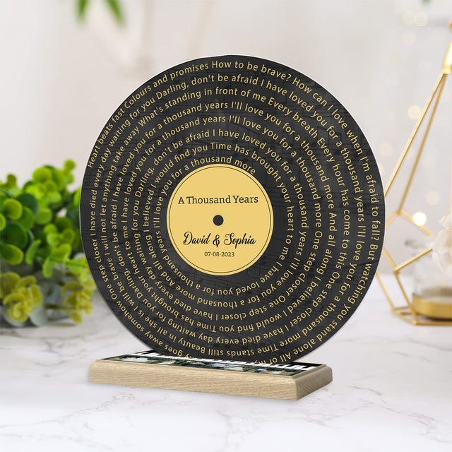 Personalized Song Lyrics & Upload Photo, Piano Style, Acrylic Record