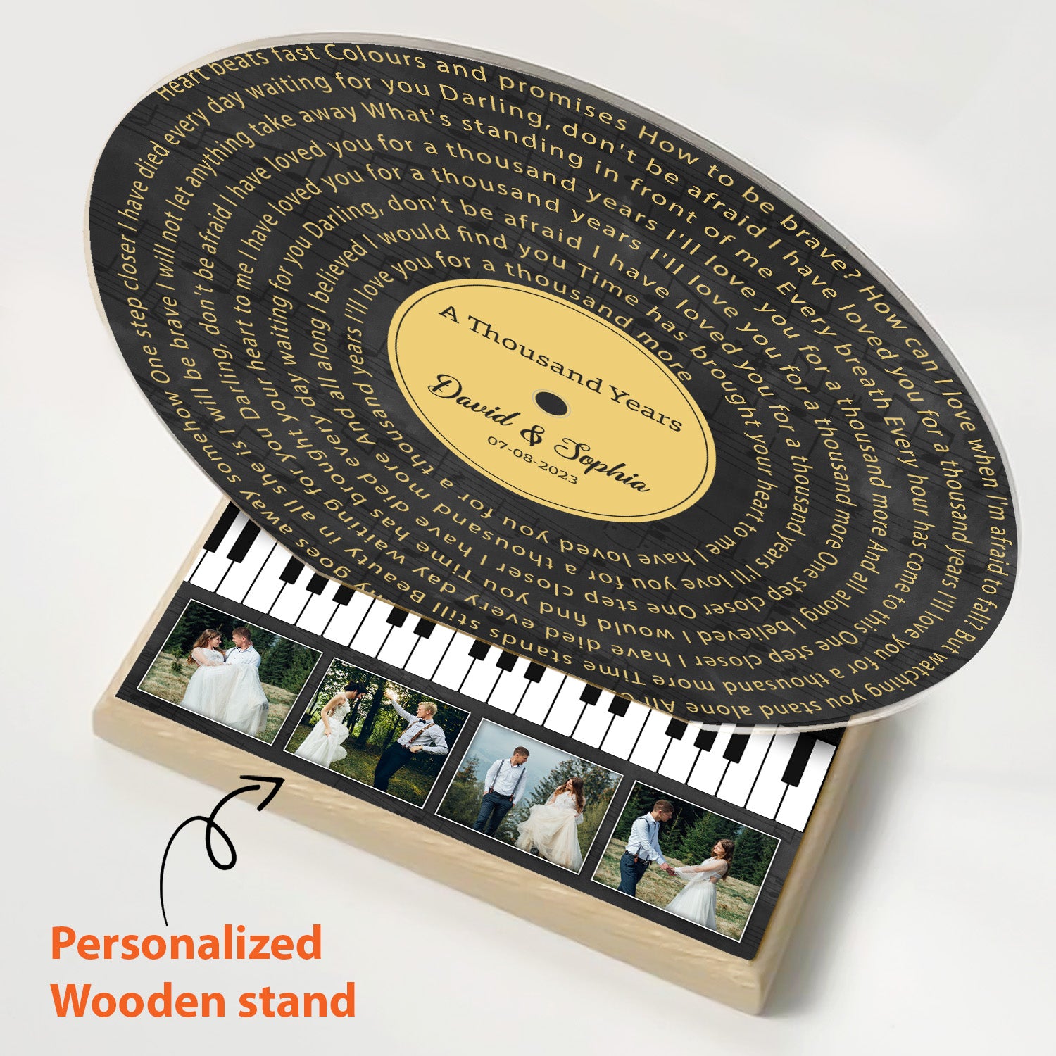 Personalized Song Lyrics & Upload Photo, Piano Style, Acrylic Record
