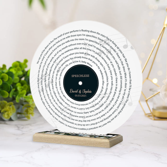 Custom Song Lyrics, White Vinyl Record Piano, Acrylic Record