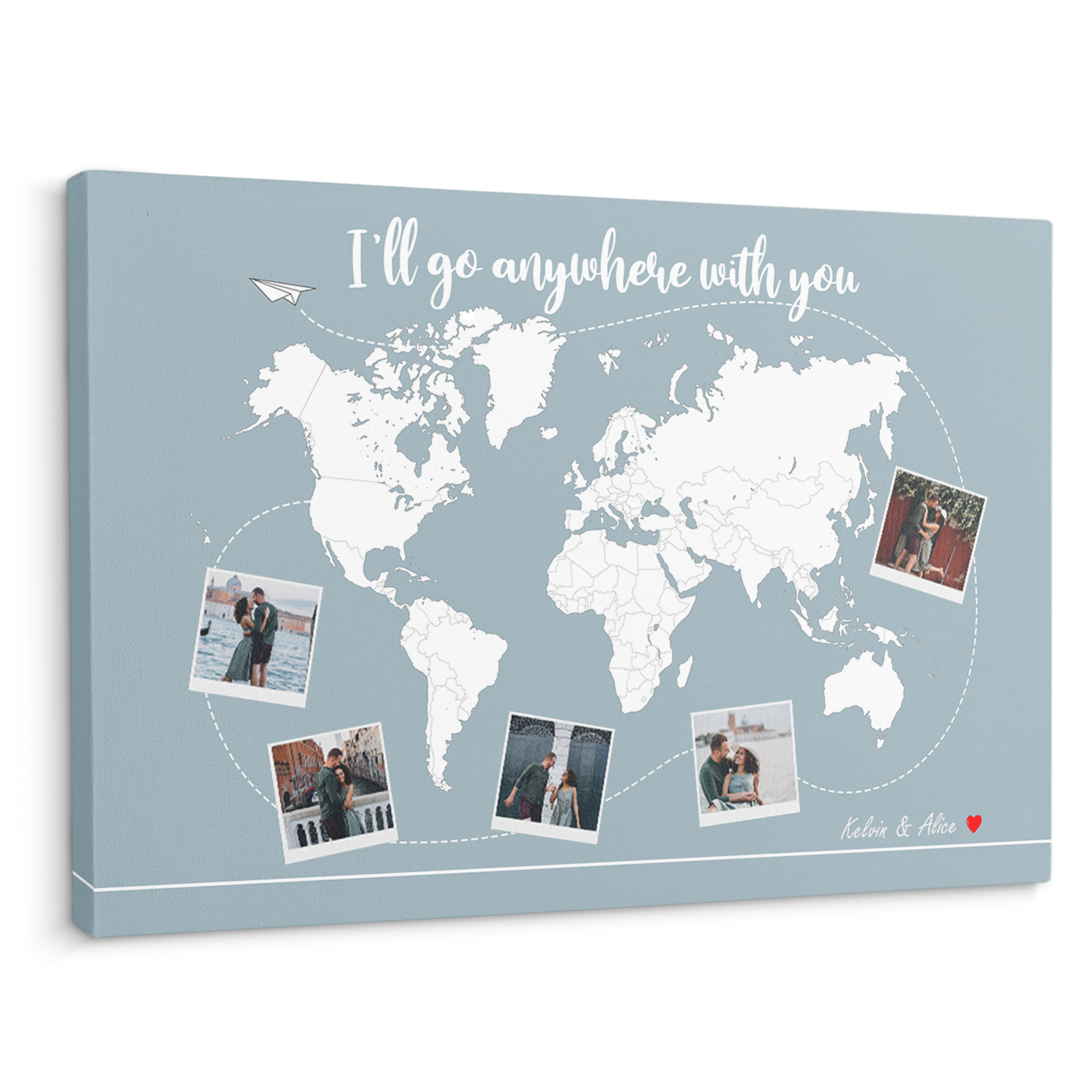 Custom Canvas World Map Couples Travel Map - Gift For Couples