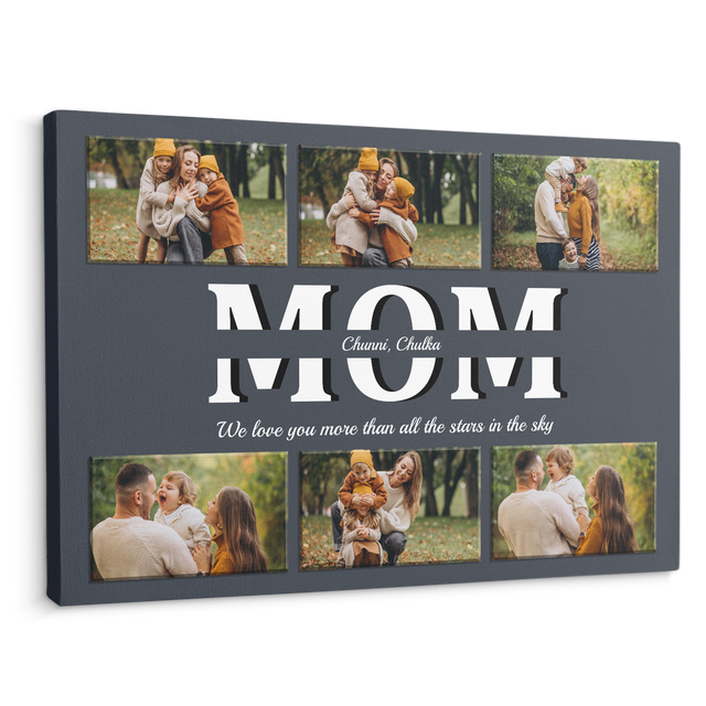 Mom Custom Text and Photo - Customizable Navy Vintage Background Canvas
