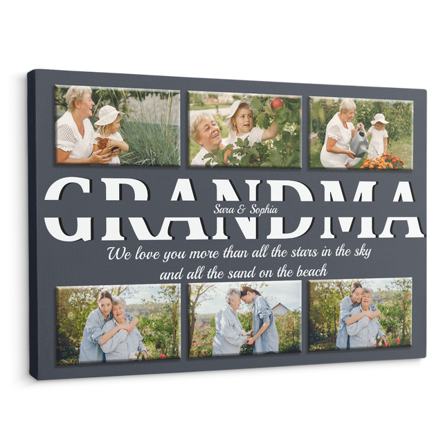 Grandma Custom Text and Photo - Customizable Navy Vintage Background Canvas