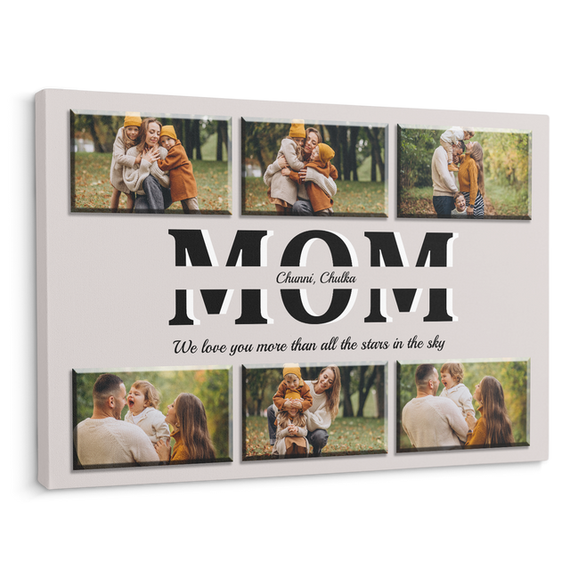 Mom Custom Text and Photo - Customizable Light Grey Background Canvas