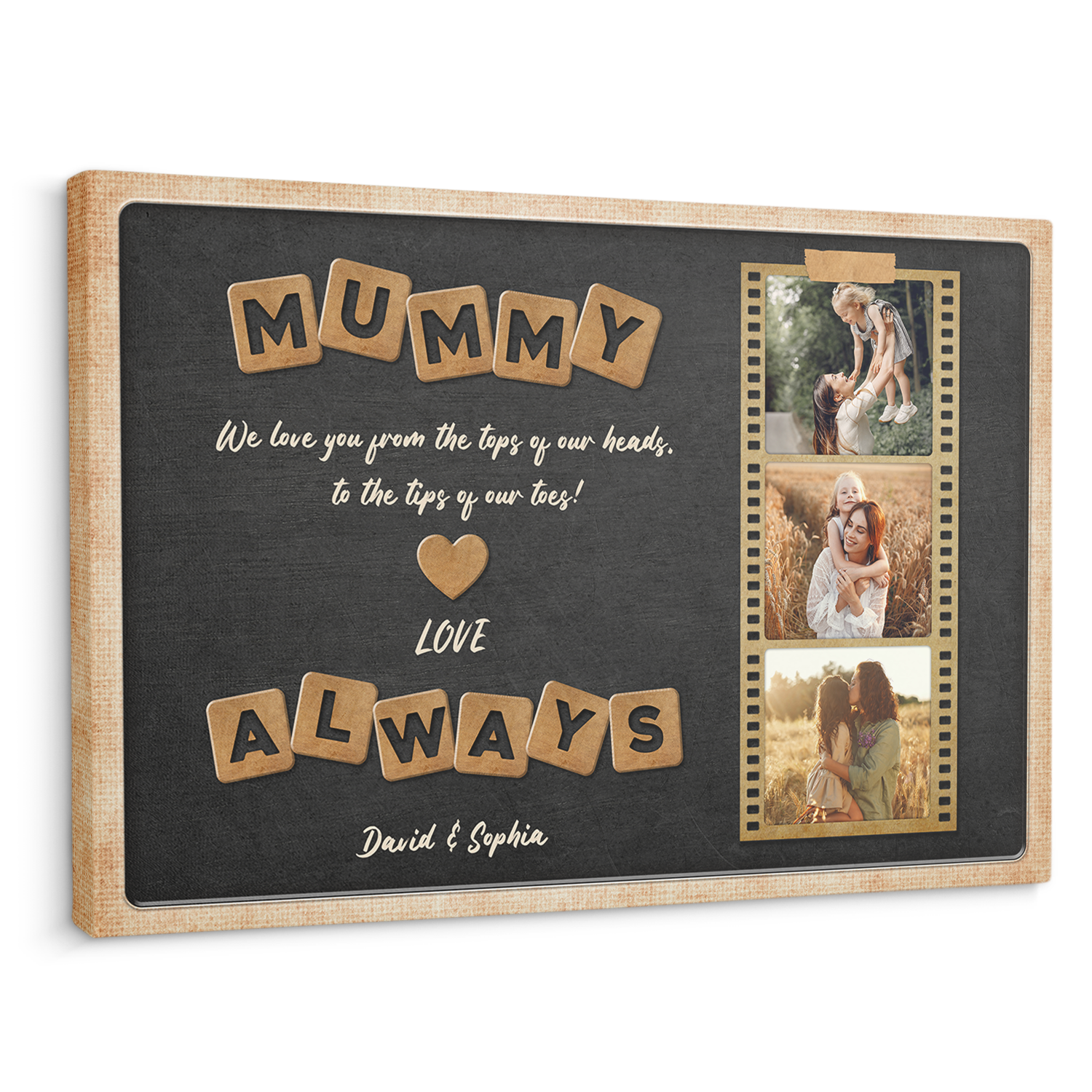 Mummy, Always Love You, Custom Photo, Customizable Name And Text Canvas Wall Art