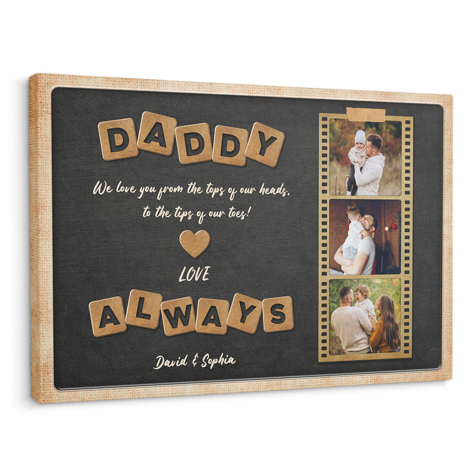 Daddy, Always Love You, Custom Photo And Name, Canvas Wall Art