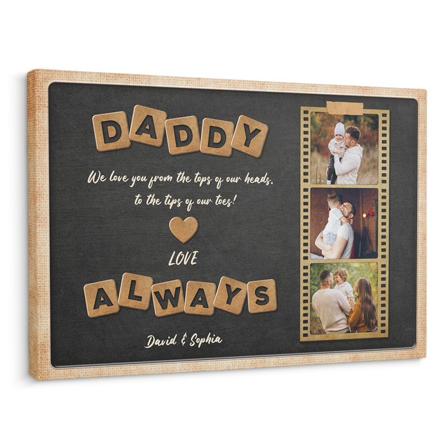 Daddy, Always Love You, Custom Photo And Name, Canvas Wall Art