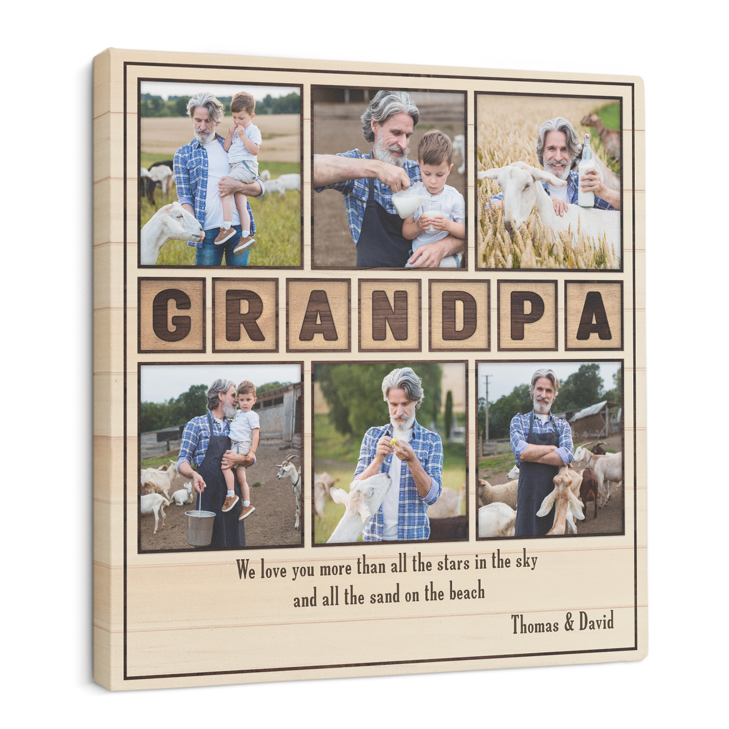 Grandpa, Custom Photo, Customizable Name And Text, Square Canvas