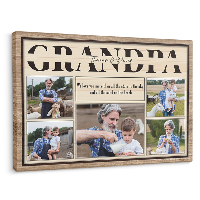 Custom Photo - Customizable Name And Text Canvas Wall Art, Gifts For Grandpa